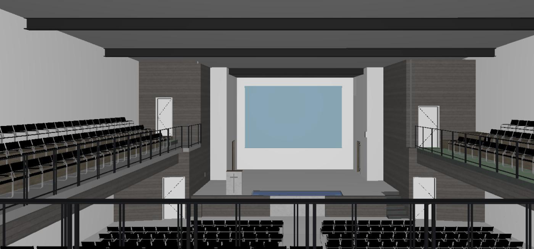Projeto do novo espaço visto a partir do mezanino